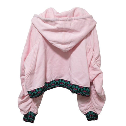 Prada Triangle Logo Cropped Hoodie Pullover Jacket XS Pink