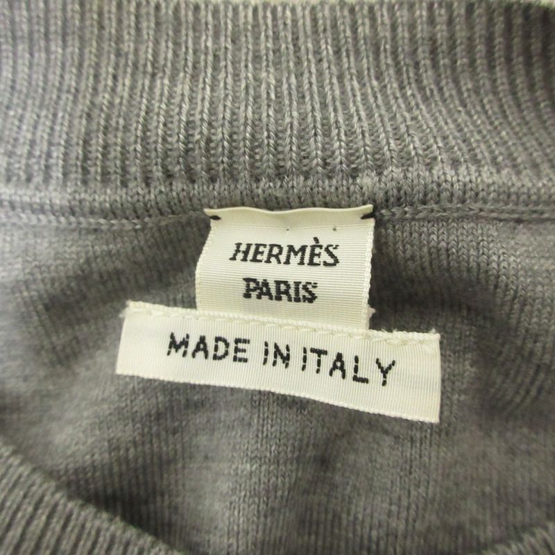 Hermes Cleaned Silk Cashmere Knee Length Knit Dress 38 Gray