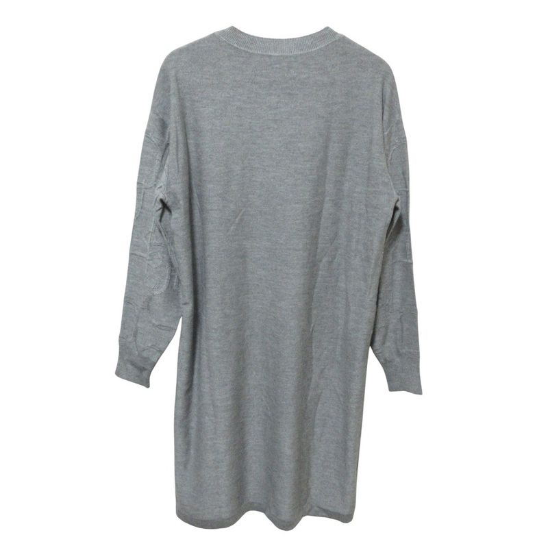 Hermes Cleaned Silk Cashmere Knee Length Knit Dress 38 Gray