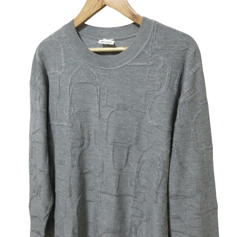 Hermes Cleaned Silk Cashmere Knee Length Knit Dress 38 Gray