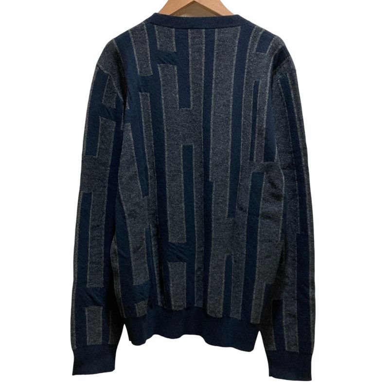 Hermes H Pattern Cashmere Knit Sweater M Navy Gray