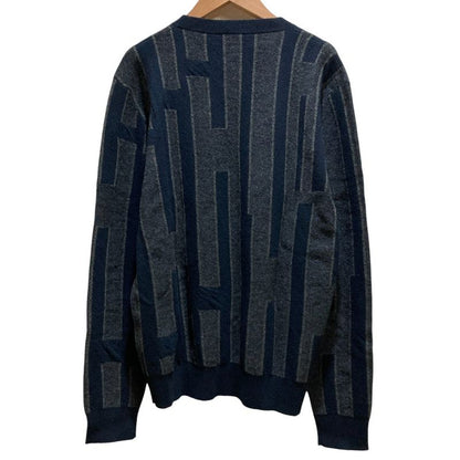 Hermes H Pattern Cashmere Knit Sweater M Navy Gray