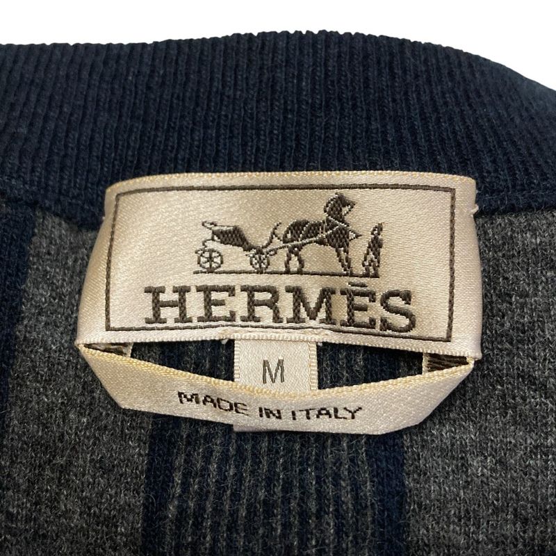 Hermes H Pattern Cashmere Knit Sweater M Navy Gray