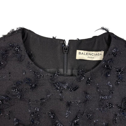 Balenciaga Tweed Sleeveless Dress 34 Black