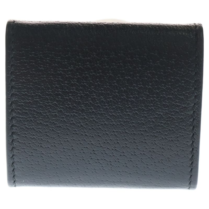 Gucci GG Marmont Logo Plate Leather Coin Case Gold Black