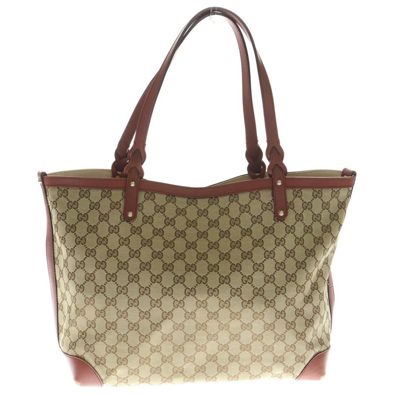 Guccissima Tote Beige Brown Leather Canvas Gold
