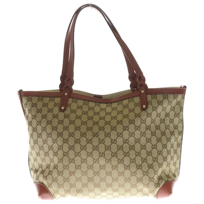 Guccissima Tote Beige Brown Leather Canvas Gold