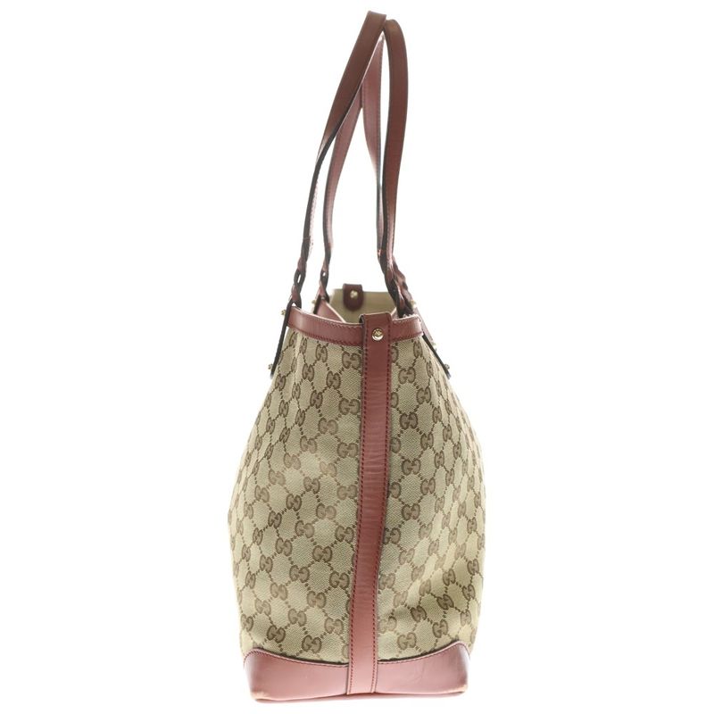 Guccissima Tote Beige Brown Leather Canvas Gold
