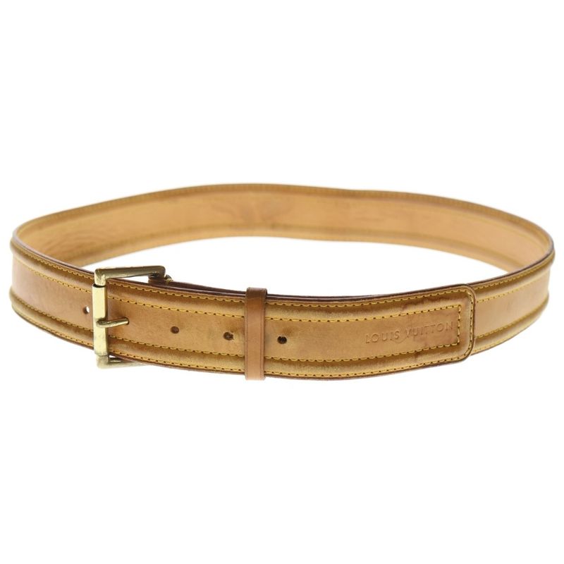 Louis Vuitton Picule Serie Leather Belt Gold Brown