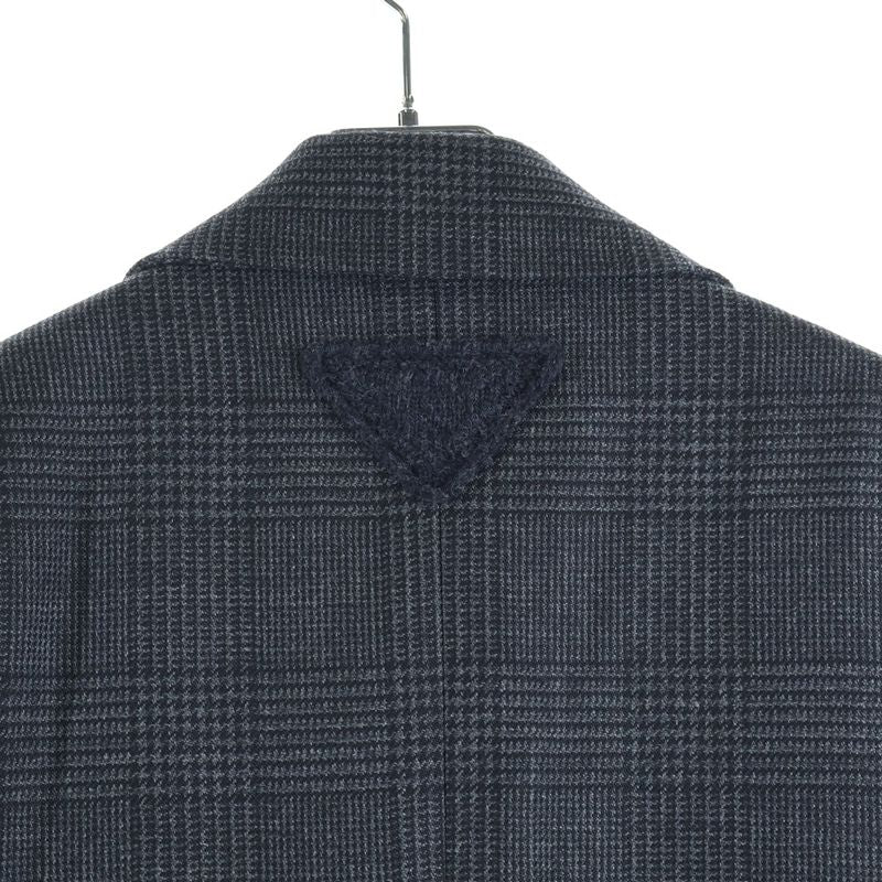 Prada Glen Check All Over Wool Chester Coat Gray