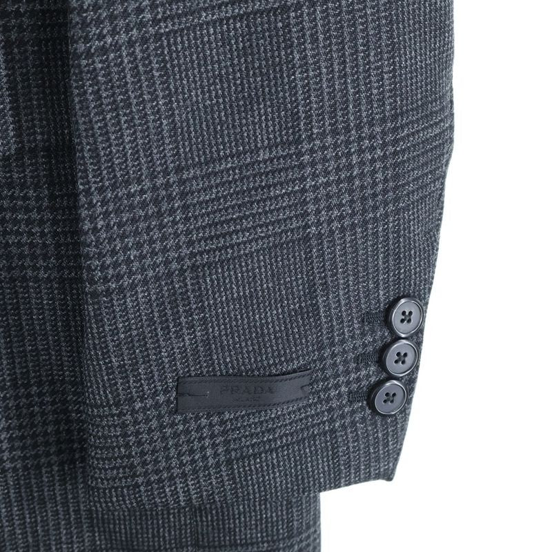 Prada Glen Check All Over Wool Chester Coat Gray