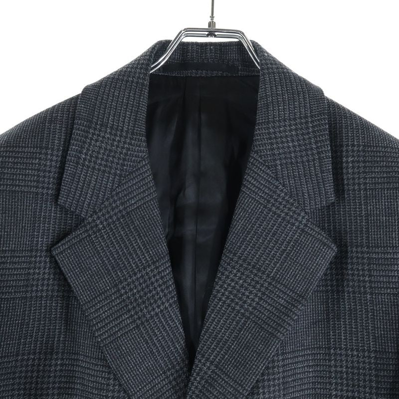 Prada Glen Check All Over Wool Chester Coat Gray