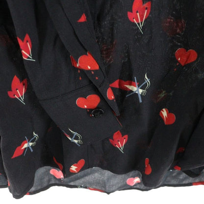 Saint Laurent Paris No Smoking Heart All Over Pattern Rayon Long Sleeve