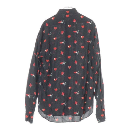 Saint Laurent Paris No Smoking Heart All Over Pattern Rayon Long Sleeve