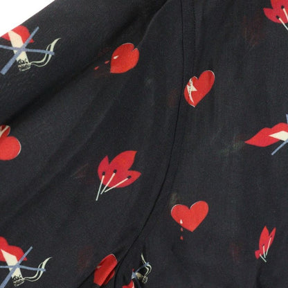 Saint Laurent Paris No Smoking Heart All Over Pattern Rayon Long Sleeve