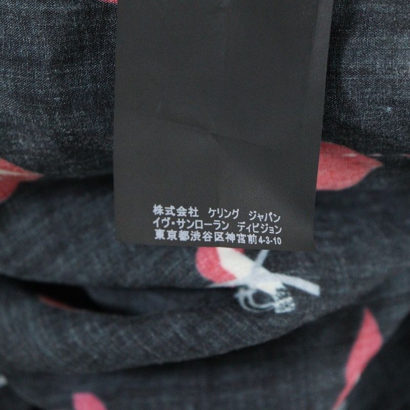 Saint Laurent Paris No Smoking Heart All Over Pattern Rayon Long Sleeve
