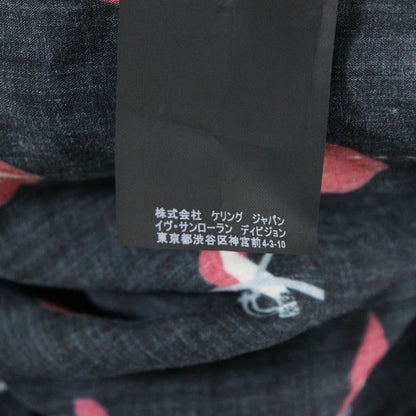 Saint Laurent Paris No Smoking Heart All Over Pattern Rayon Long Sleeve