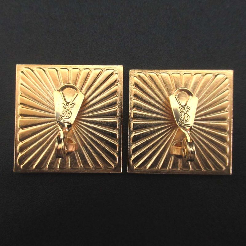 Saint Laurent Yves Vintage Square Clip Earrings Red Black X