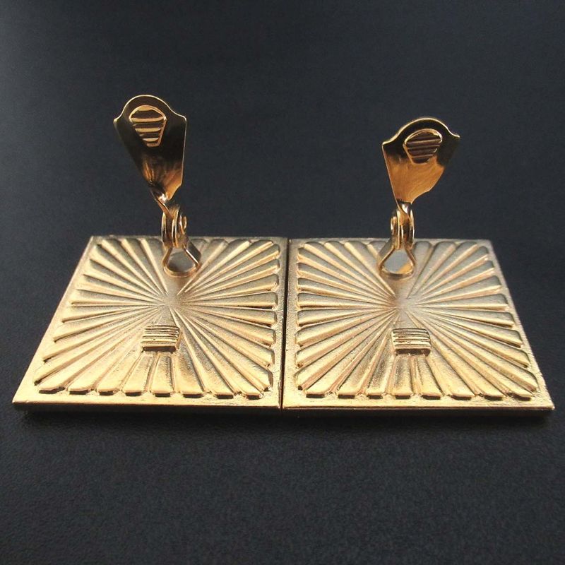 Saint Laurent Yves Vintage Square Clip Earrings Red Black X