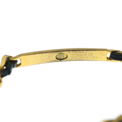 Chanel Chain Bracelet Black Gold Leather