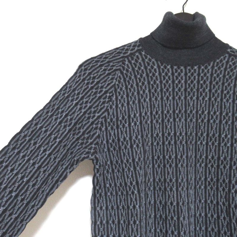 Saint Laurent Yves Pattern Knit Turtleneck Top