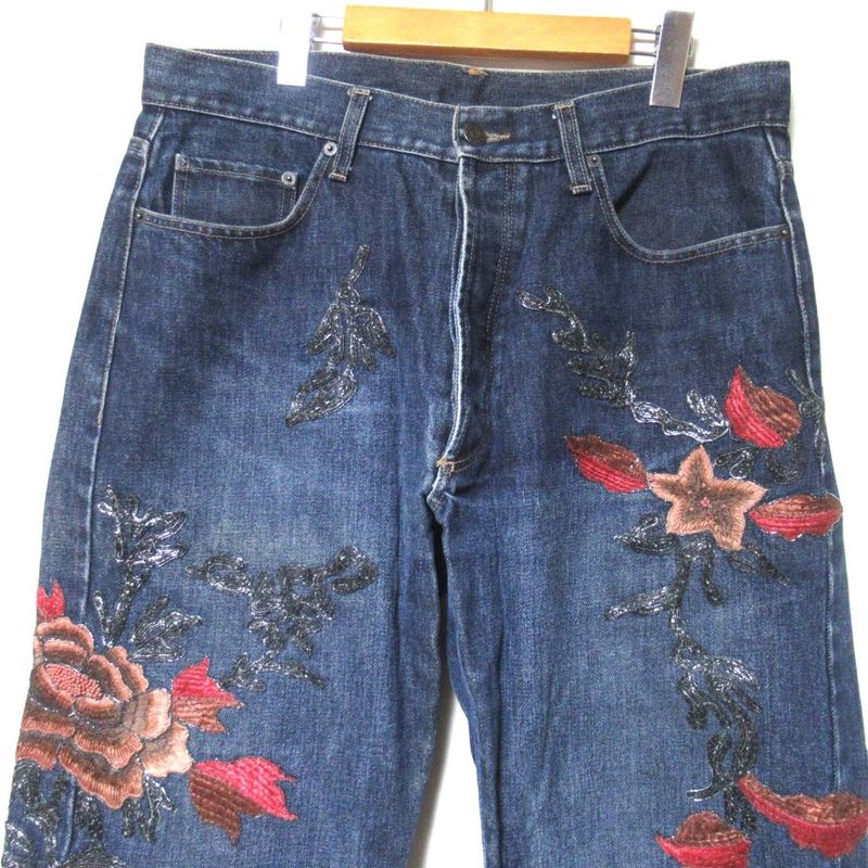 Gucci Era Masterpiece Flower Embroidery Button Fly Denim