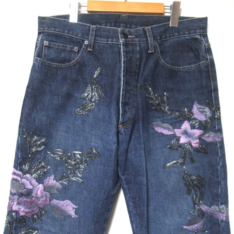 Gucci Era Masterpiece Flower Embroidery Button Fly Denim