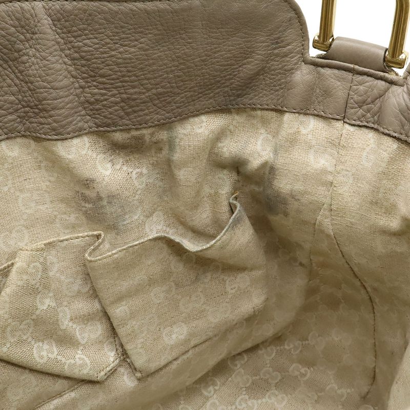 Gucci Bamboo 2-Way Shoulder Bag Crossbody Leather Grey Gold