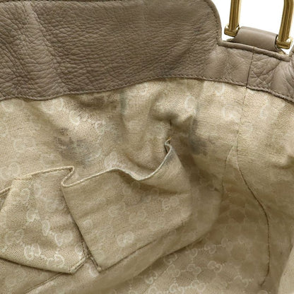 Gucci Bamboo 2-Way Shoulder Bag Crossbody Leather Grey Gold