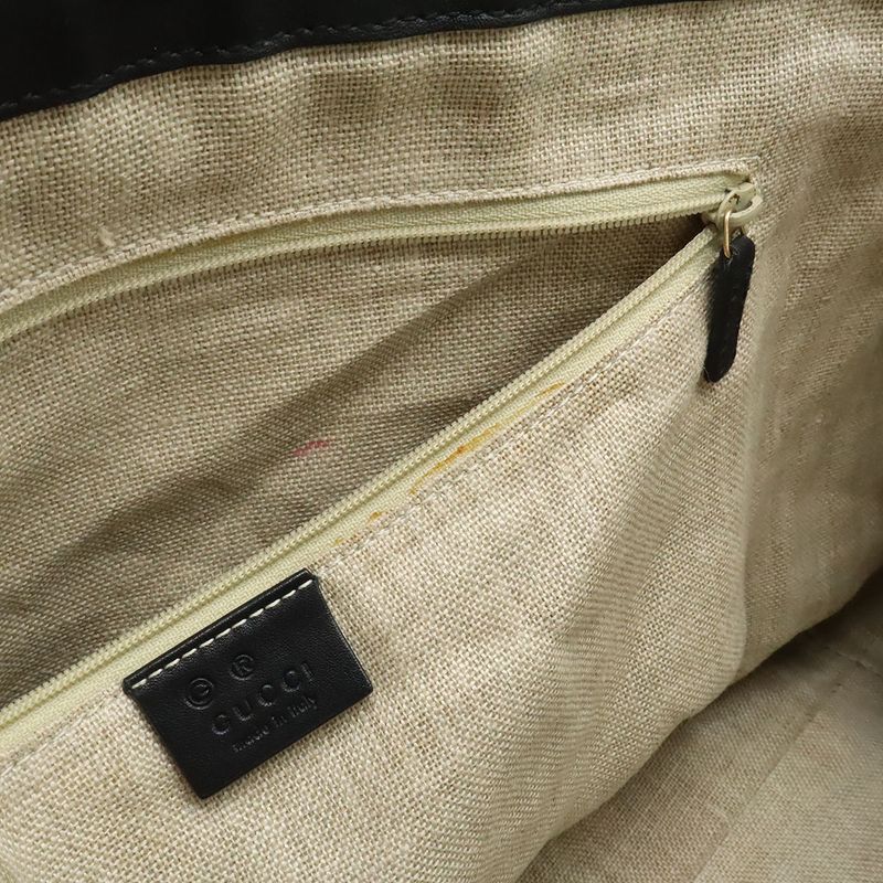 Gucci Micro Guccissima Tote 2-Way Shoulder Bag Crossbody Leather Black Gold
