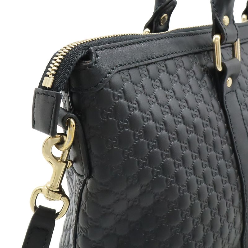 Gucci Micro Guccissima Tote 2-Way Shoulder Bag Crossbody Leather Black Gold