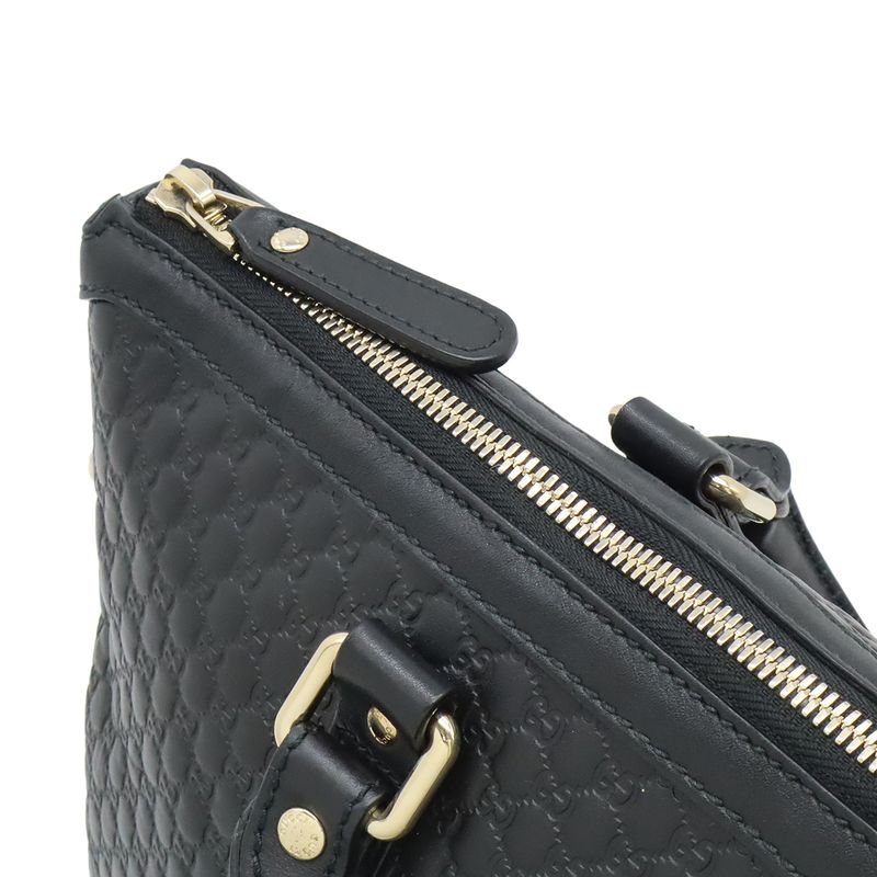 Gucci Micro Guccissima Tote 2-Way Shoulder Bag Crossbody Leather Black Gold
