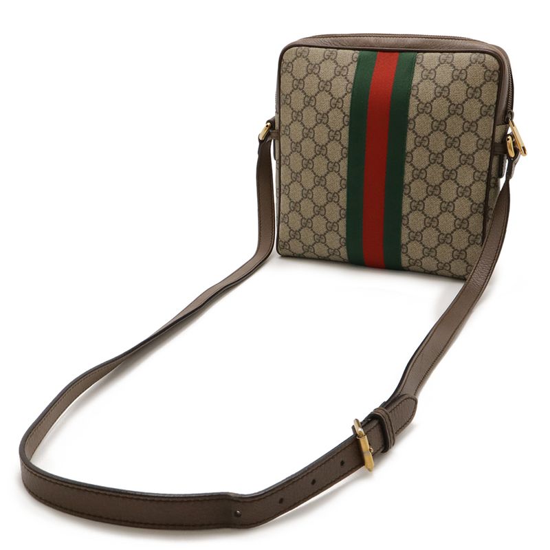 Gucci Ophidia Small Messenger Bag GG Supreme Sherry Line Leather Beige