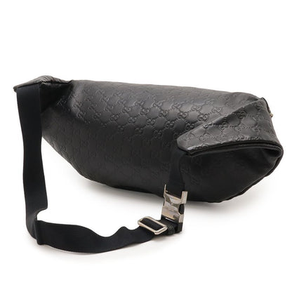 Guccissima Body Bag Waist Pouch Hip Rubber Coating Leather Black