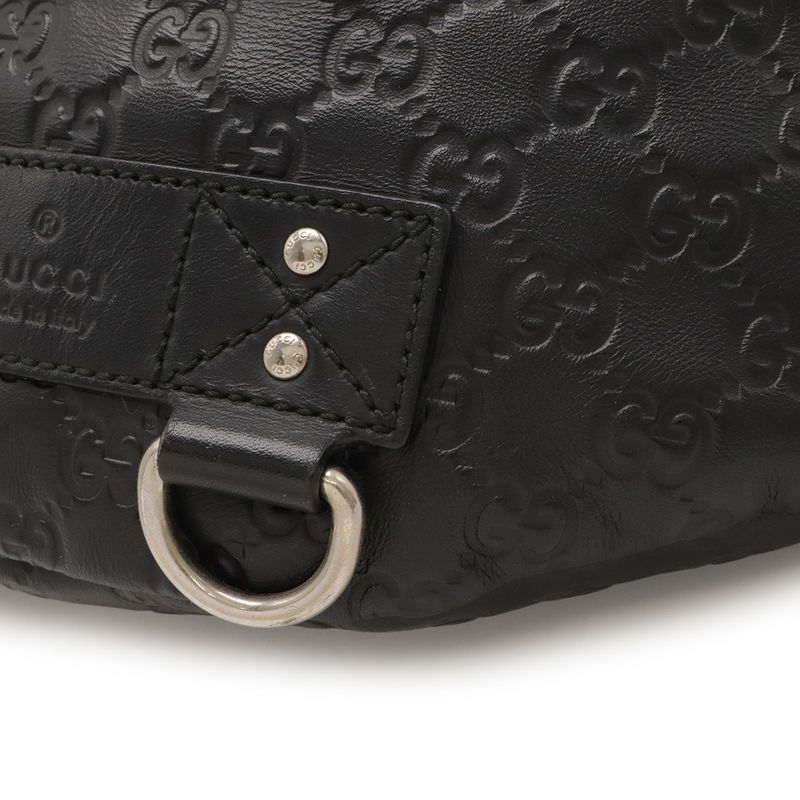 Guccissima Body Bag Waist Pouch Hip Rubber Coating Leather Black