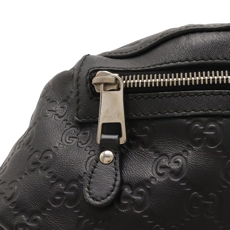 Guccissima Body Bag Waist Pouch Hip Rubber Coating Leather Black