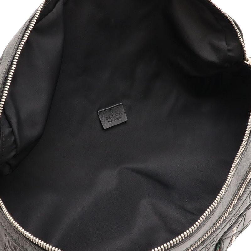 Guccissima Body Bag Waist Pouch Hip Rubber Coating Leather Black