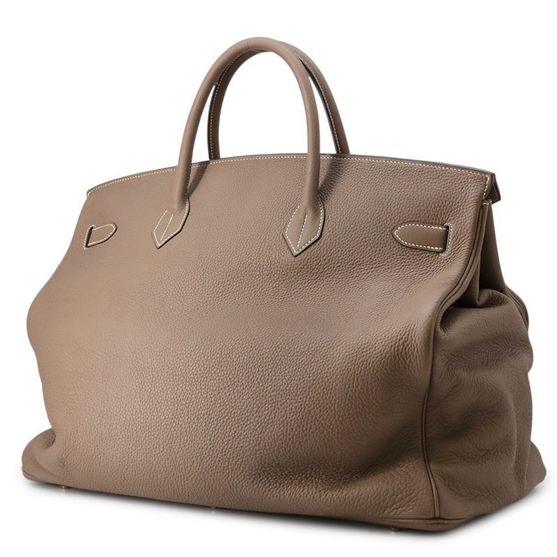 Hermes Handbag Birkin 50 Etoupe Silver Taurillon Clemence