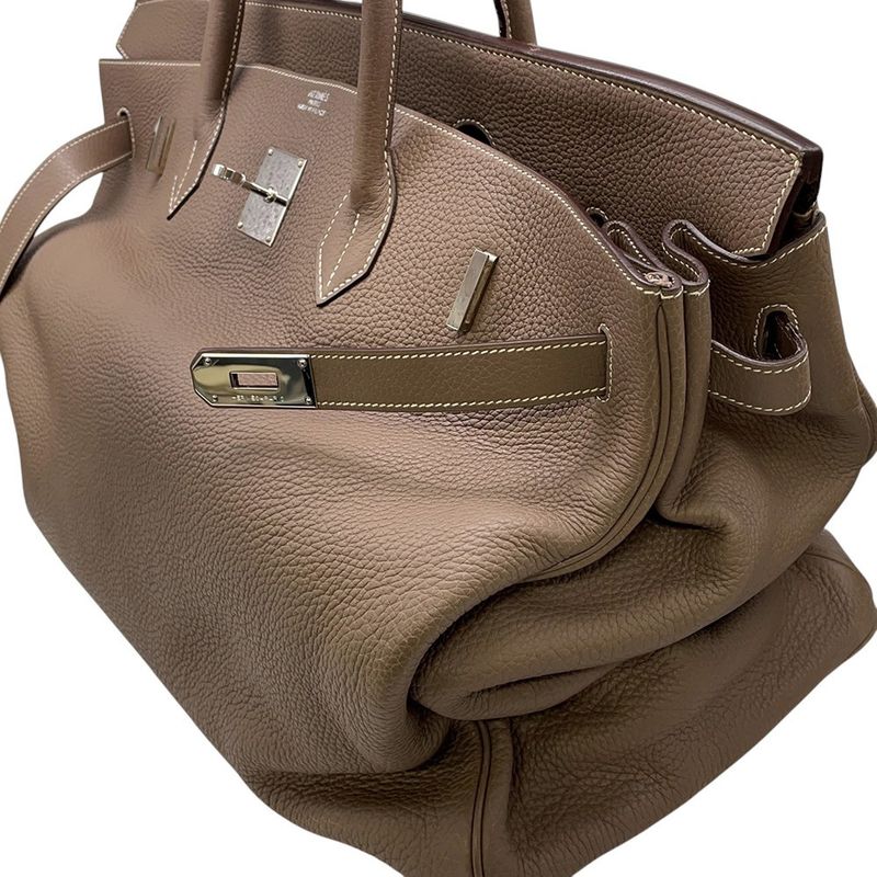 Hermes Handbag Birkin 50 Etoupe Silver Taurillon Clemence