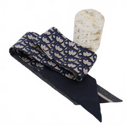 Dior Mitzah Scarf Oblique Silk Twill Blue