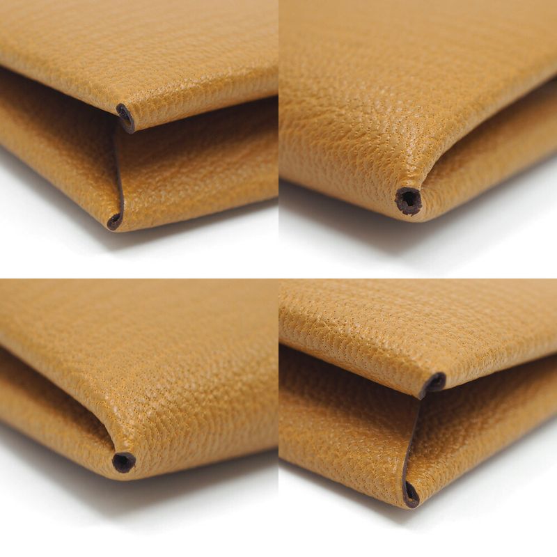 Hermes Calvi Duo Coin Case Manufactured in Leather Beige