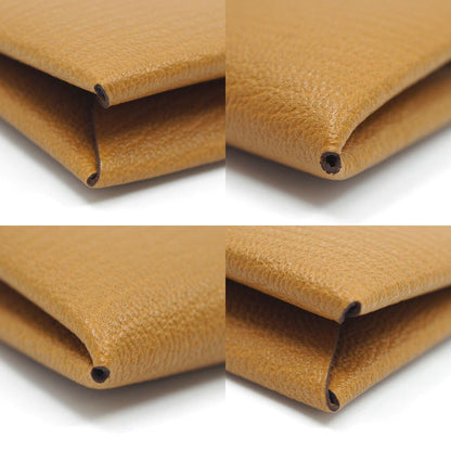 Hermes Calvi Duo Coin Case Manufactured in Leather Beige