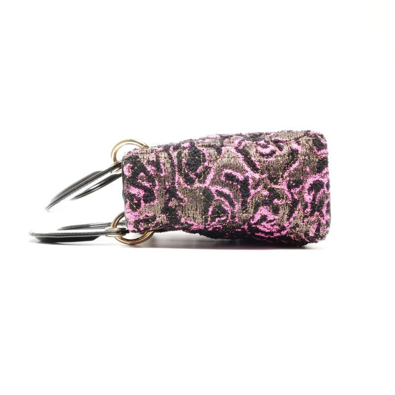 Dior Handbag Patent Leather Small Rose Black Pink