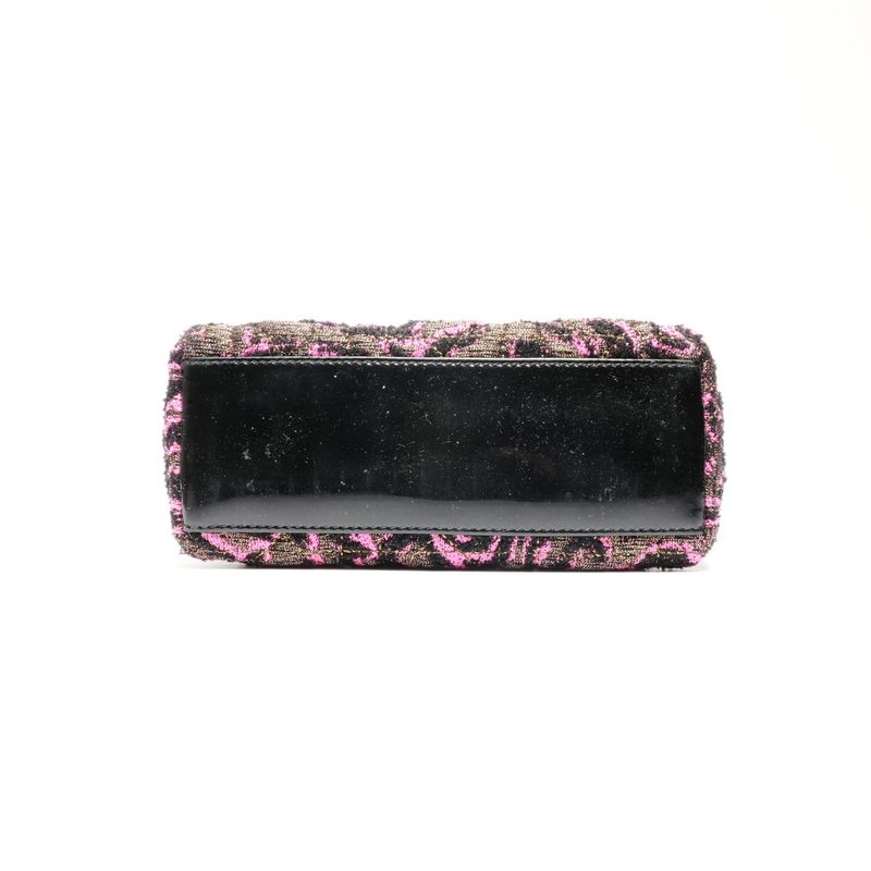 Dior Handbag Patent Leather Small Rose Black Pink