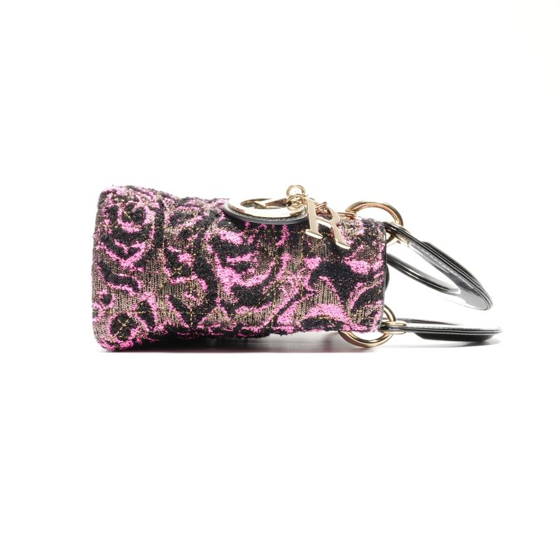 Dior Handbag Patent Leather Small Rose Black Pink
