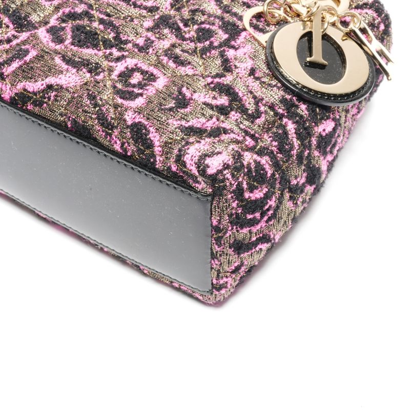 Dior Handbag Patent Leather Small Rose Black Pink