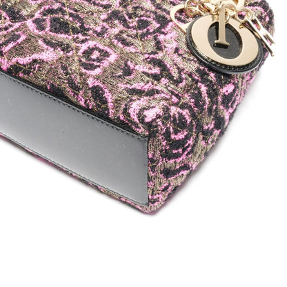 Dior Handbag Patent Leather Small Rose Black Pink