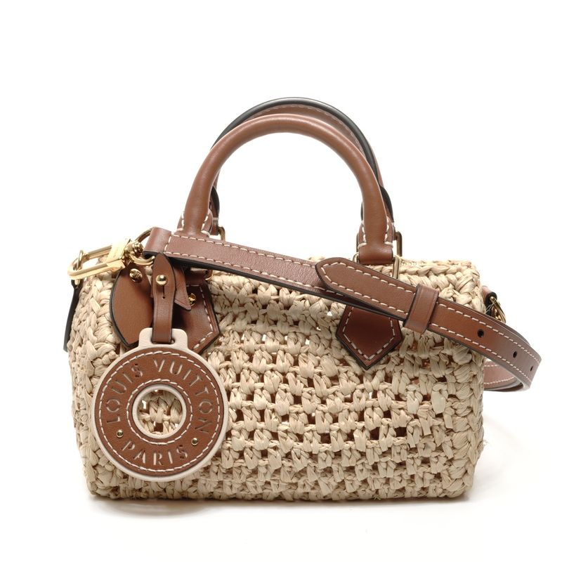 Louis Vuitton Shoulder Bag Nano Speedy Natural Tan Raffia