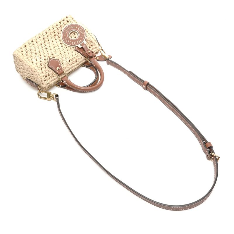 Louis Vuitton Shoulder Bag Nano Speedy Natural Tan Raffia