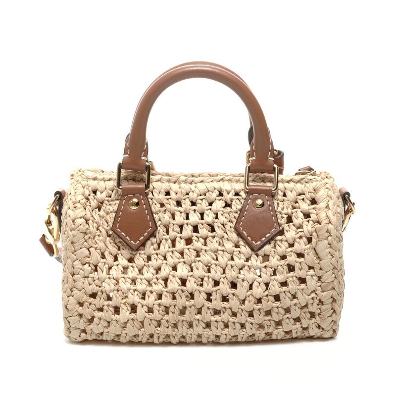 Louis Vuitton Shoulder Bag Nano Speedy Natural Tan Raffia